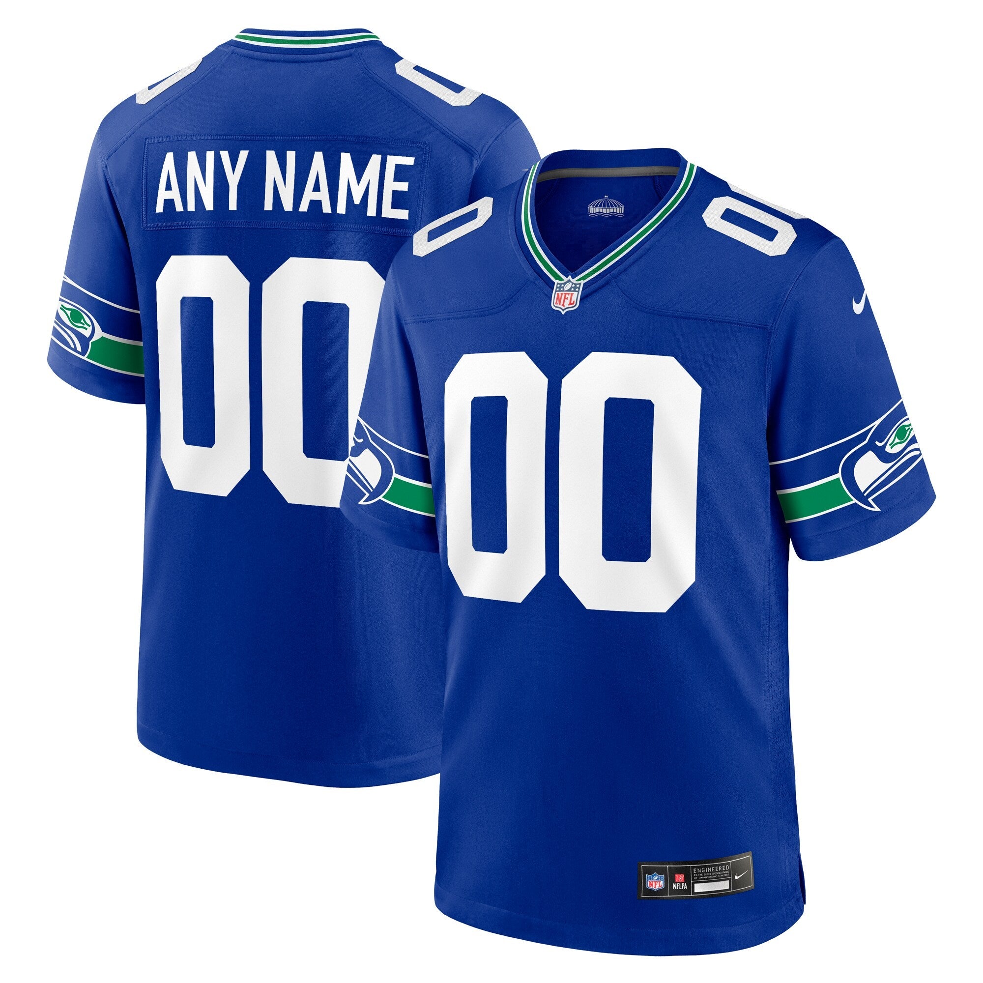 Seattle Seahawks Royal Throwback Custom Jersey