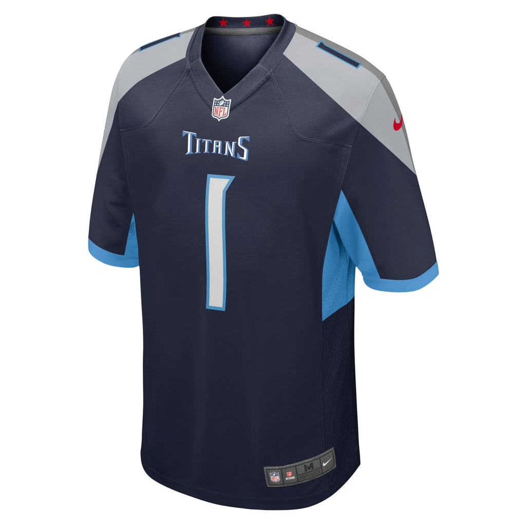 Tennessee Titans Number 1 Groom Navy Game Jersey