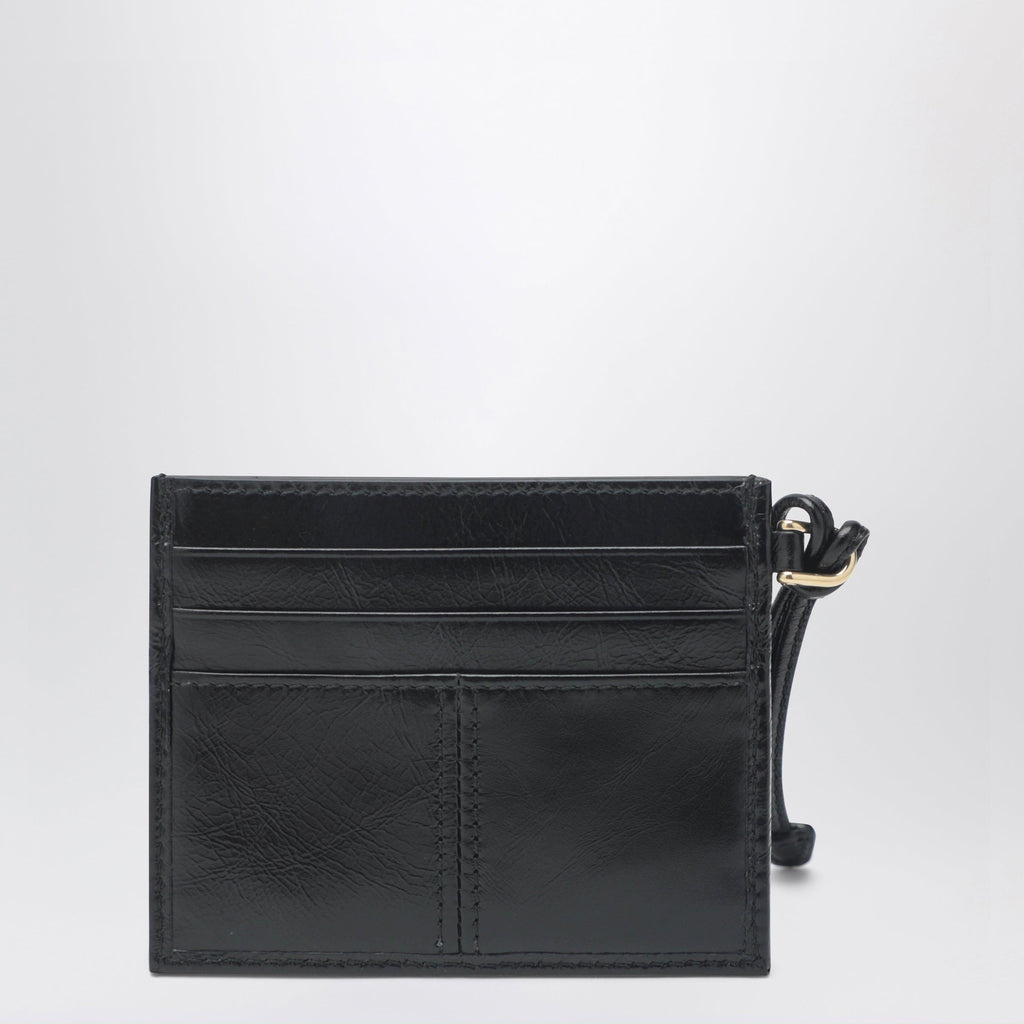 Prada Black Leather Card Holder With Triangle Logo Women