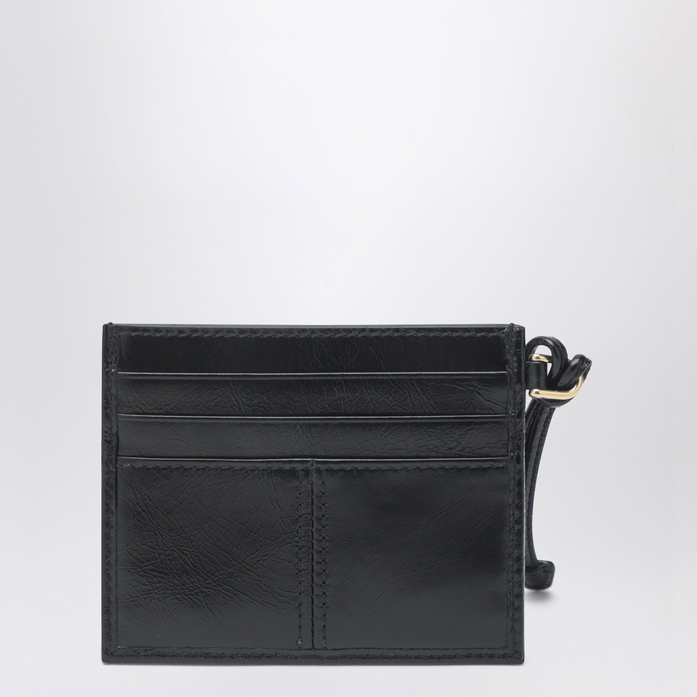 Prada Black Leather Card Holder With Triangle Logo Women