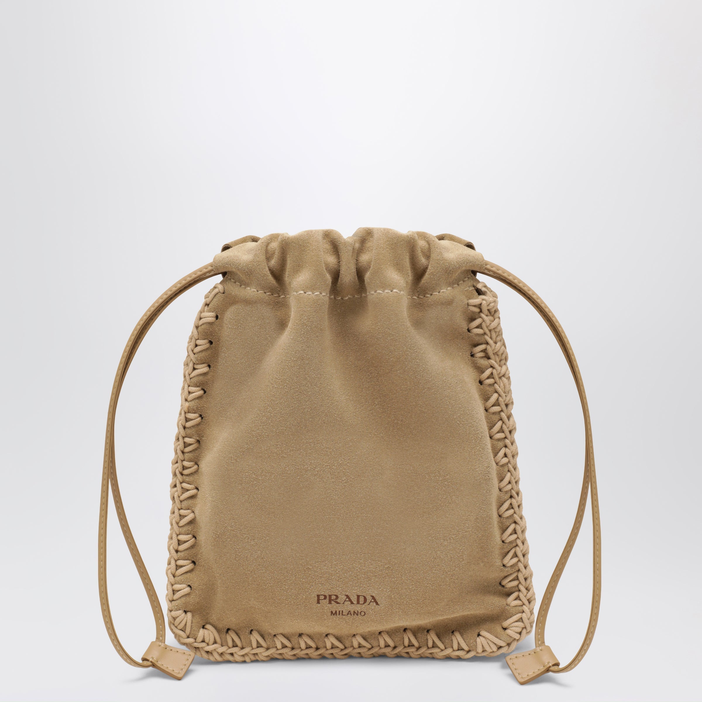 Prada Desert-Colored Suede Leather Smartphone Holder Women