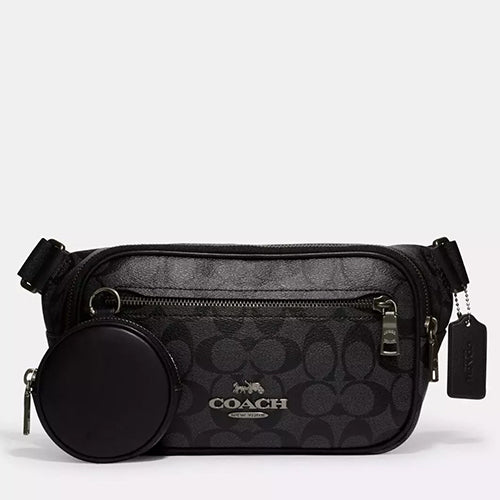 NWT Coach Unisex Elias Belt Bag In Signature Canvas & Leather