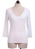 Women's Delicious Quarter Sleeve V Neck Top In White