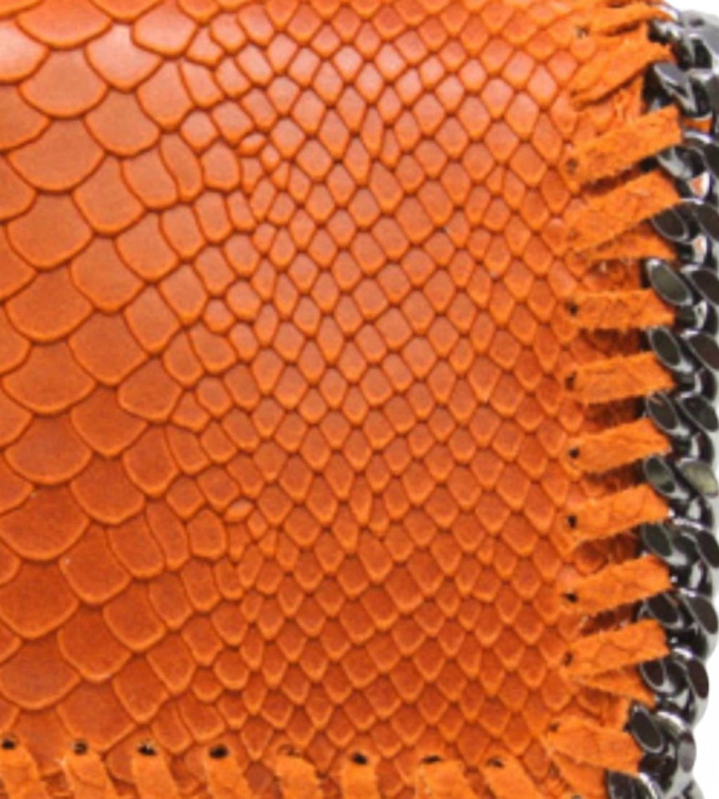 Women's Leather Snakeskin Crossbody Clutch Bag In Orange