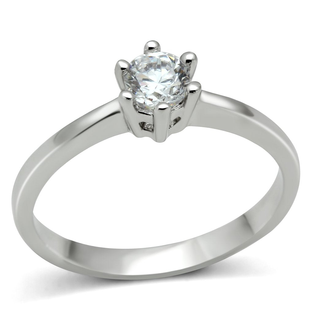 Rhodium Brass Ring with AAA Grade CZ in Clear