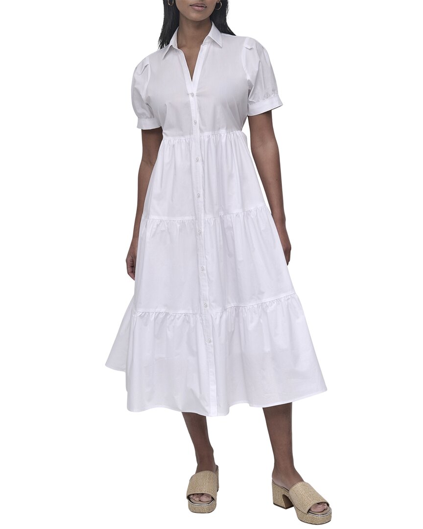 DKNY Button Front Poplin Tiered Dress
