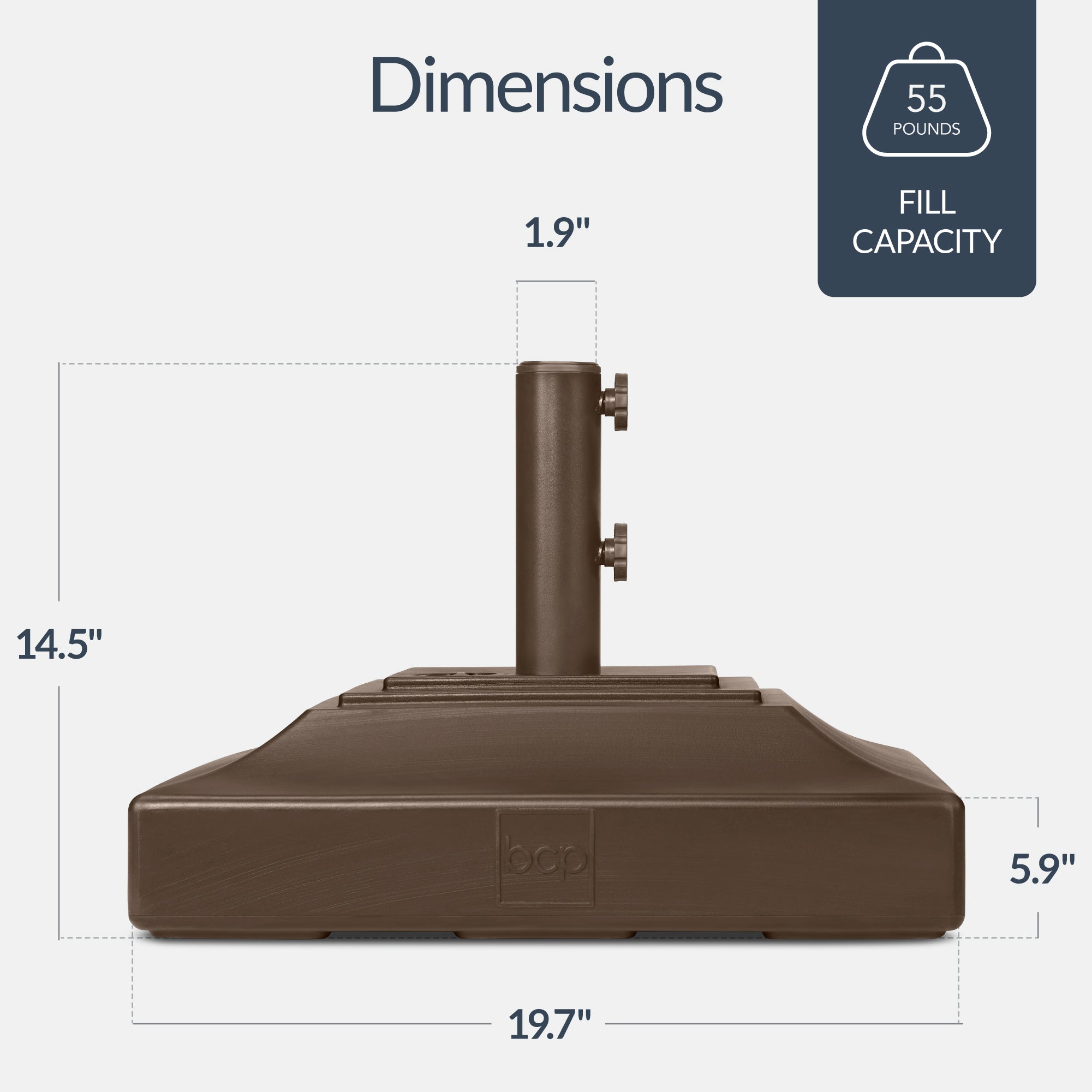 Best Choice Products Fillable Plastic Patio Umbrella Base Stand, Pole Holder w/ Adjustment Knob, Pyramid Design - Brown