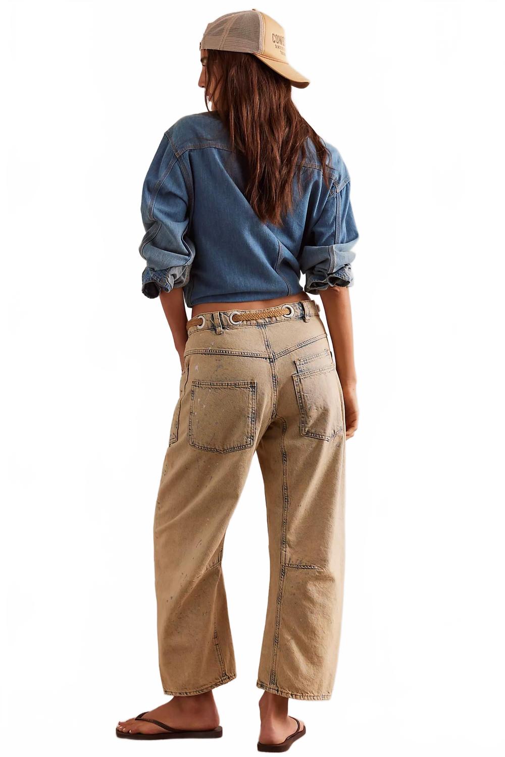 Moxie Low Slung Pull On Barrel Pants In Cowboy