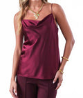 Marjorie Silk Cami Top In Wine