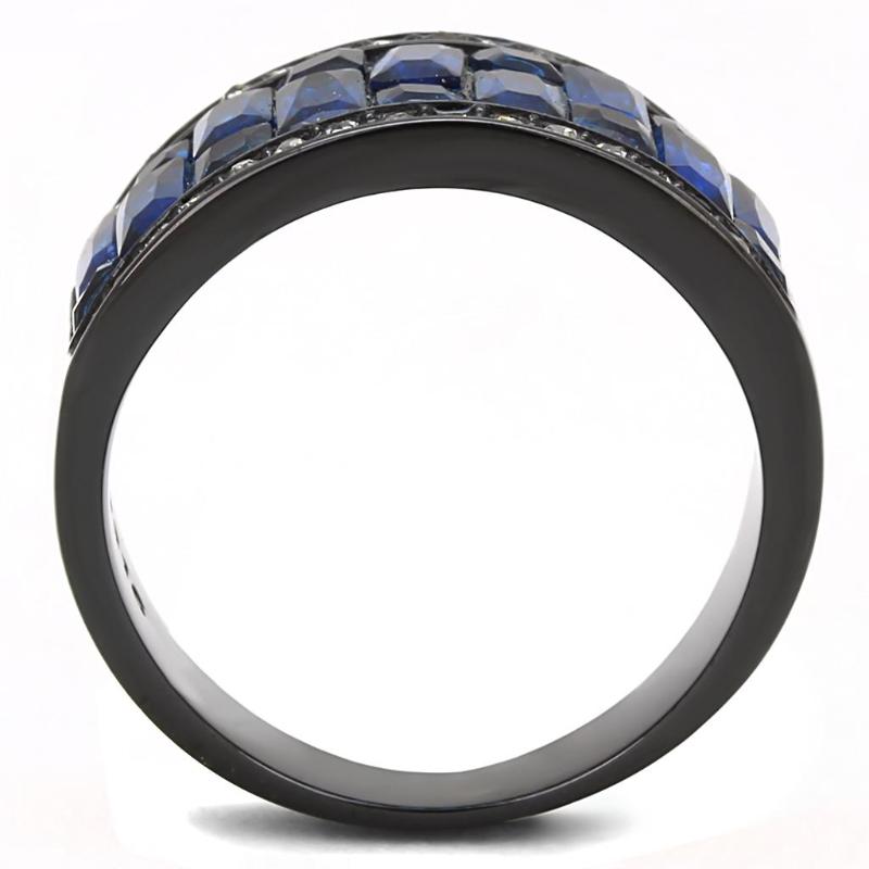 IP Black(Ion Plating) Stainless Steel Ring with Synthetic Synthetic Glass in Montana