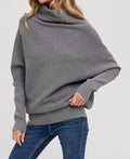 Slouch Neck Dolman Sleeved Pullover In Dark Grey