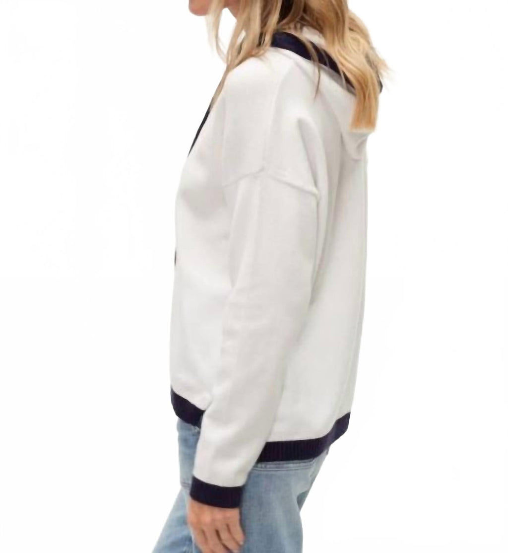 Jessie Colorblock Hoodie In White/navy