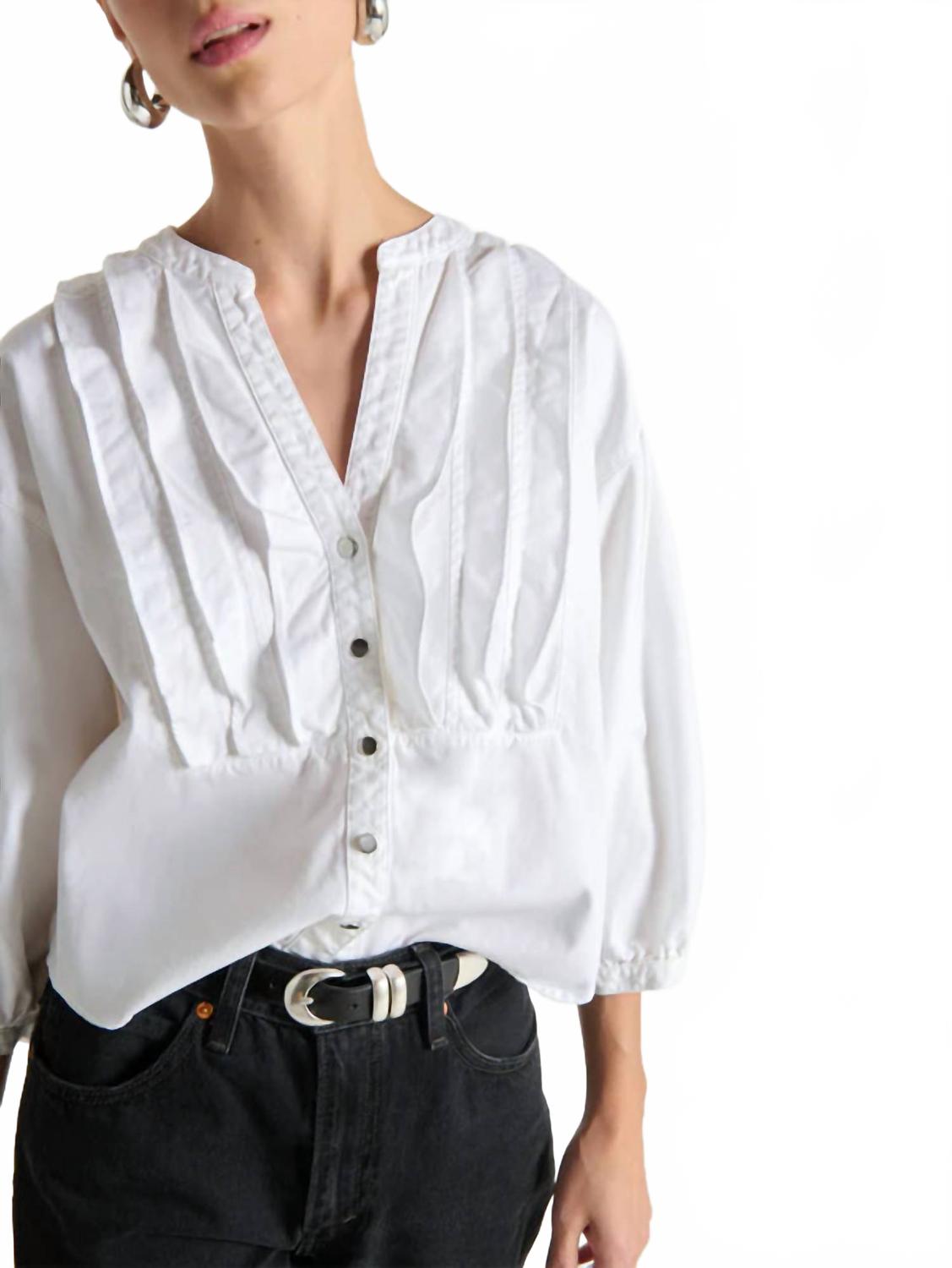 Amelia Ruffle Shirt In Porcelain