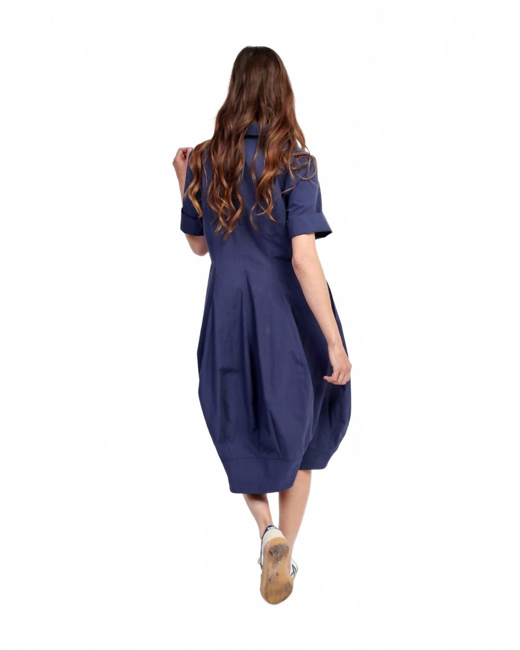 Barb Cotton Shirtdress In Navy