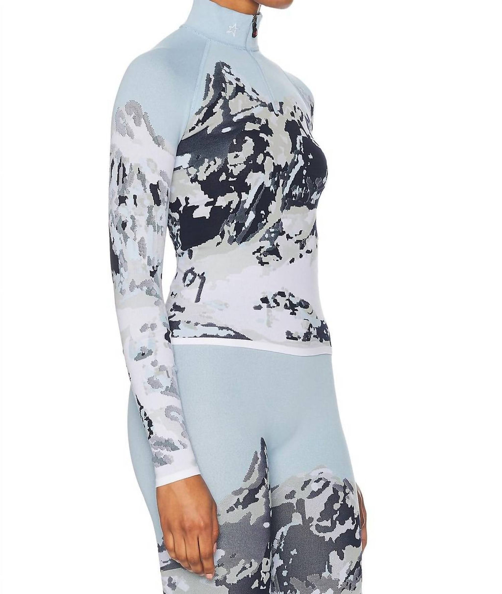 Landscape 1/4 Zip Baselayer Top In Dede Ski Print