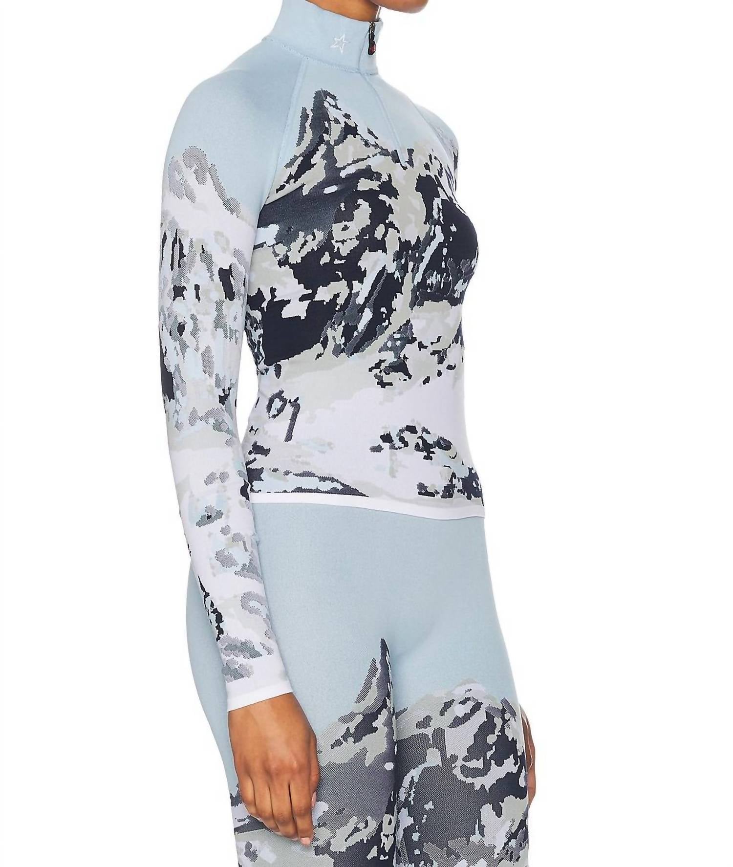 Landscape 1/4 Zip Baselayer Top In Dede Ski Print