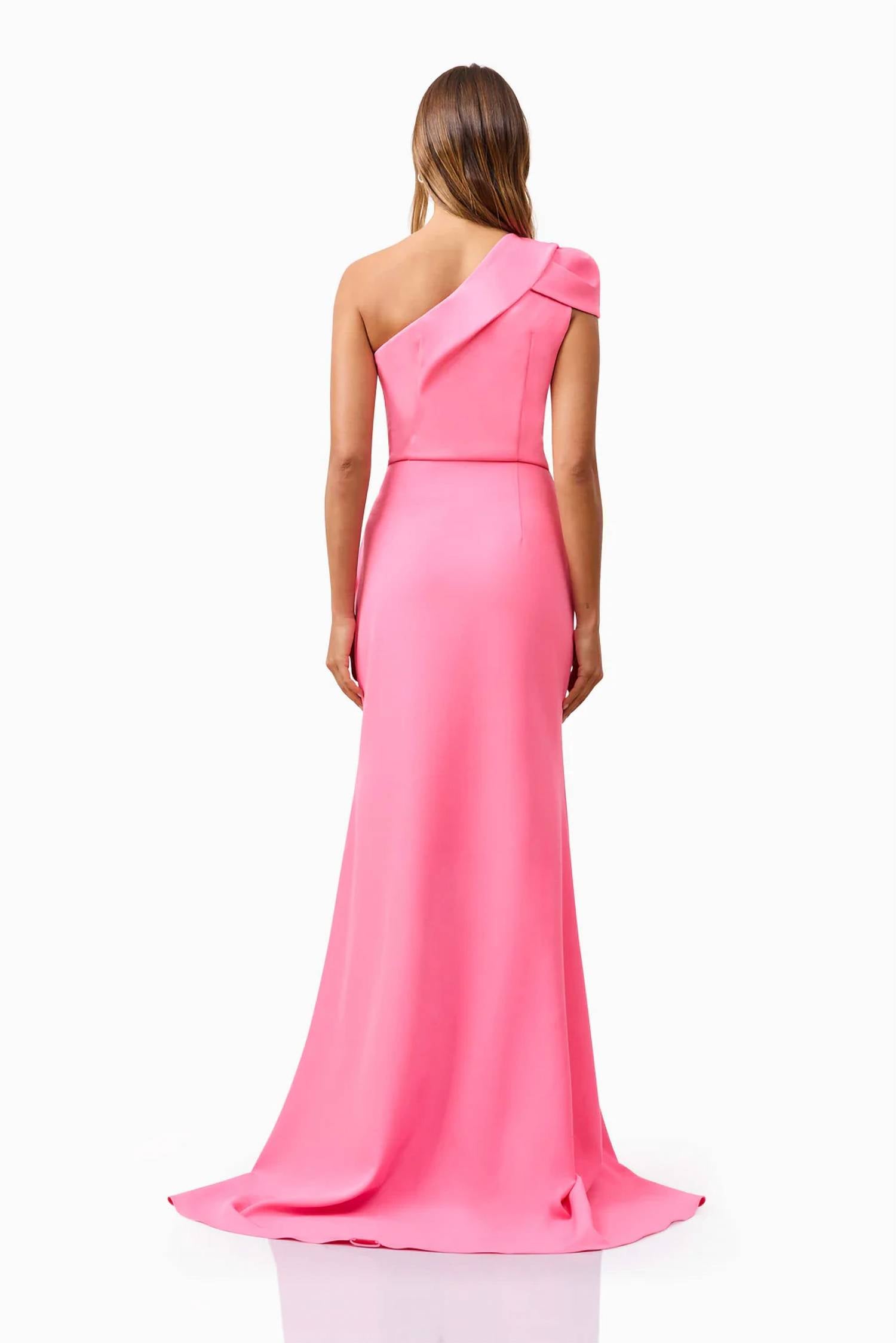Klara One Shoulder Gown In Pink