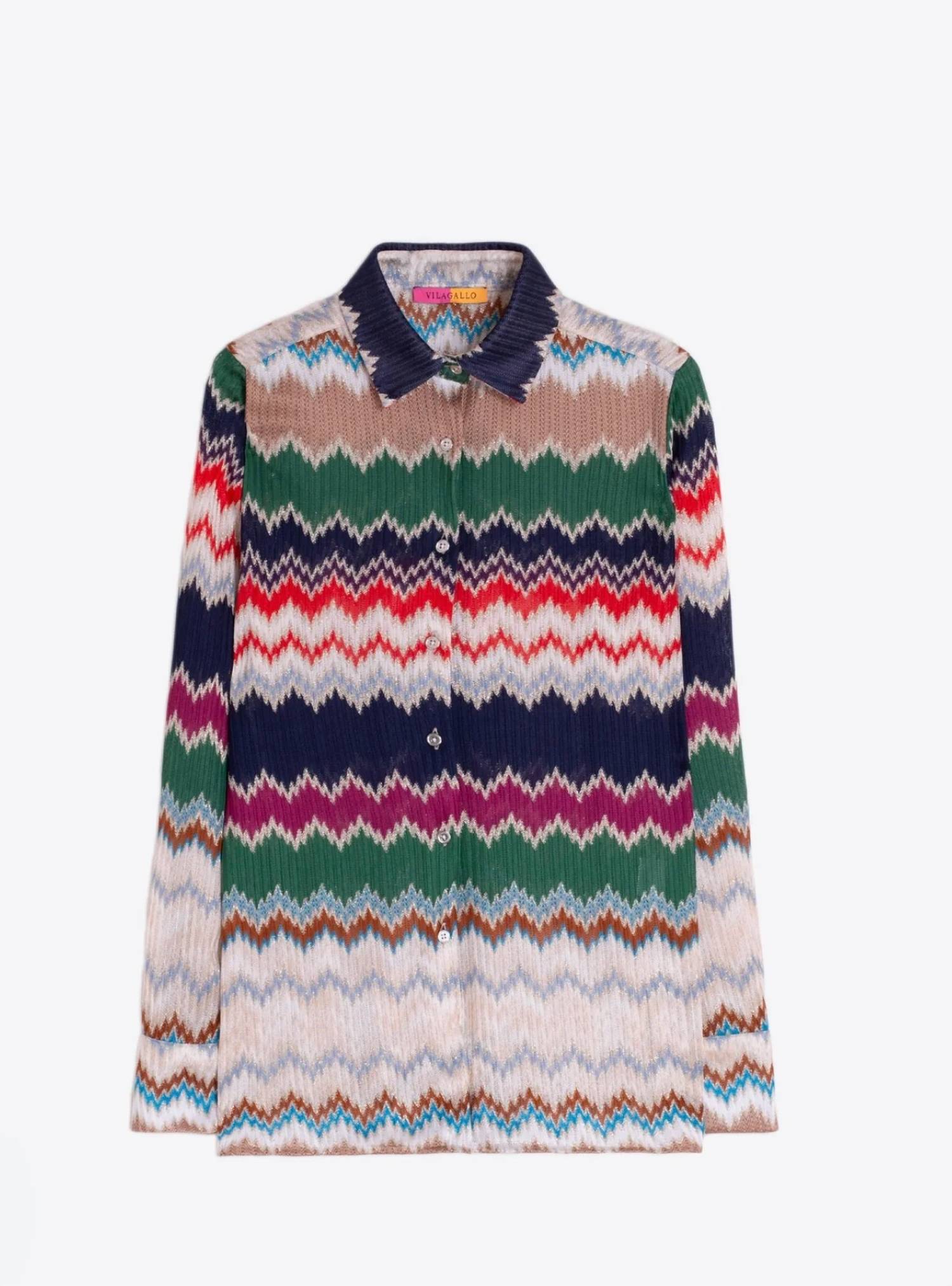 Zig Zag Knit Blouse In Multi