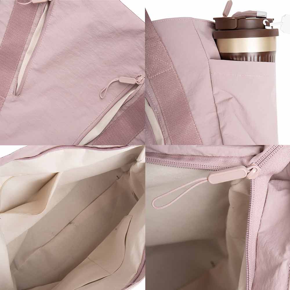 Solid Spacious Multi Compartment Carryall Tote Bag