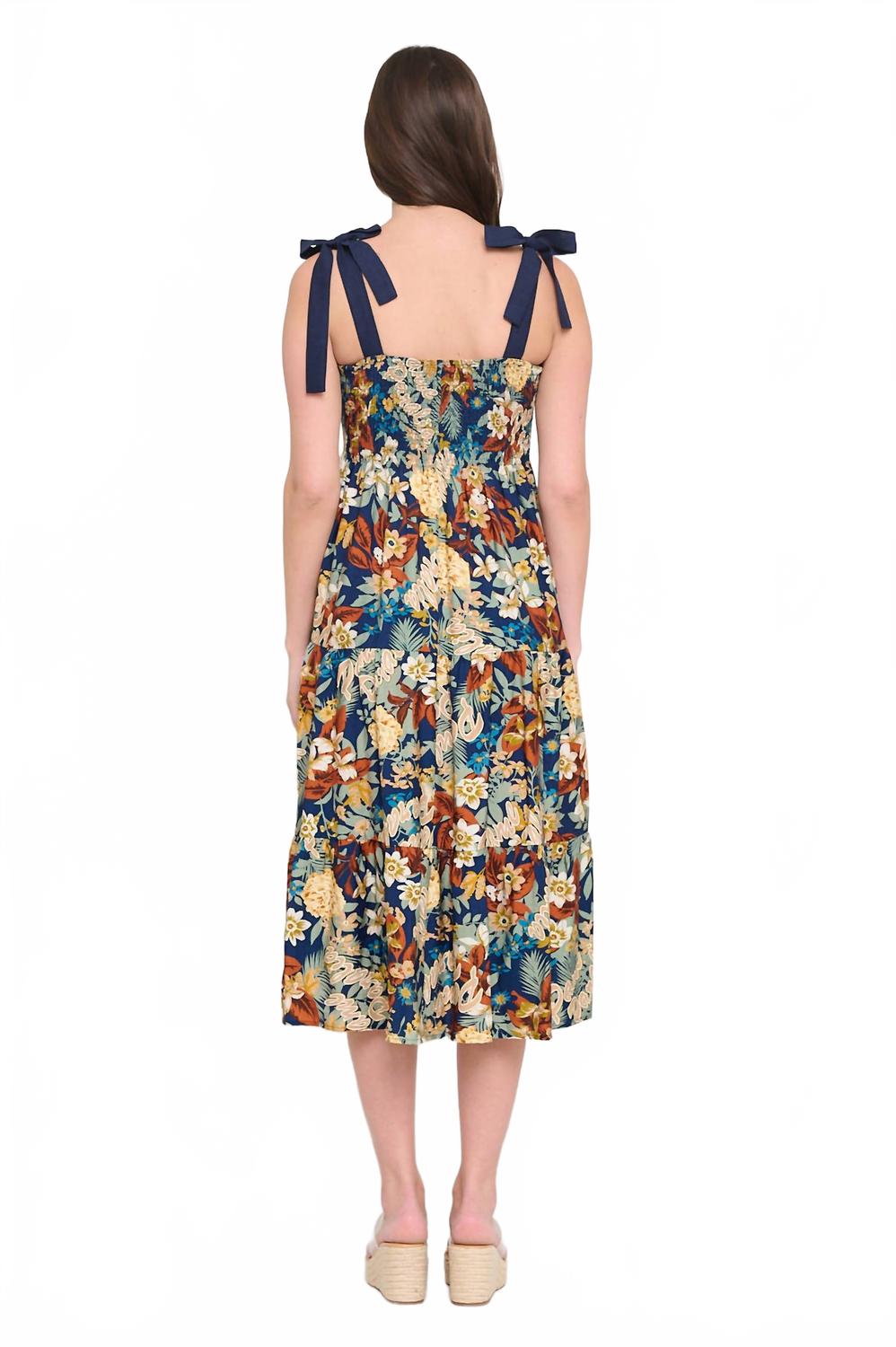 Smock Midi Dress In Paralia Nights