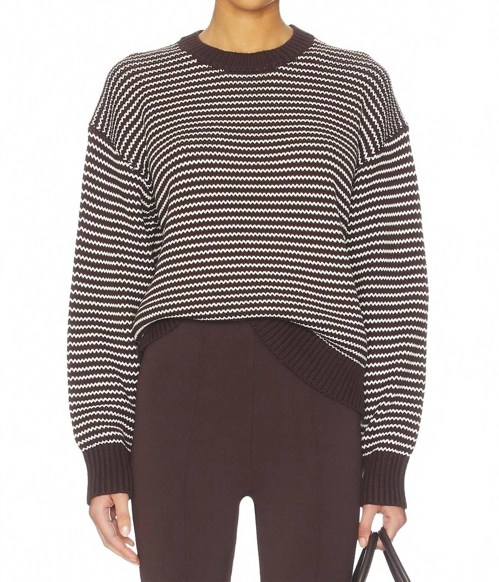 Aura Long Sleeve Jersey Sweater In Mocha