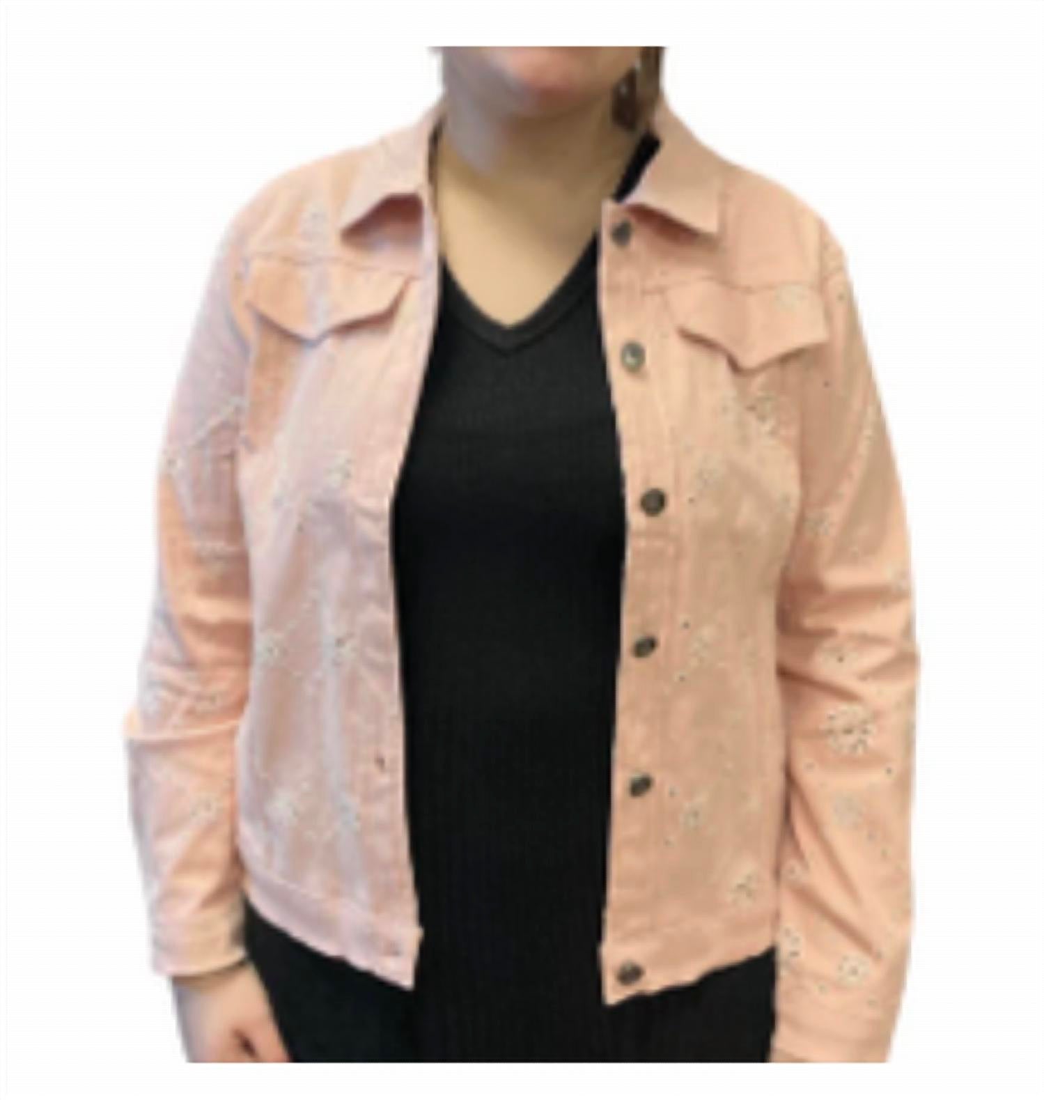 Eyelet Stretch Jacket In Pink