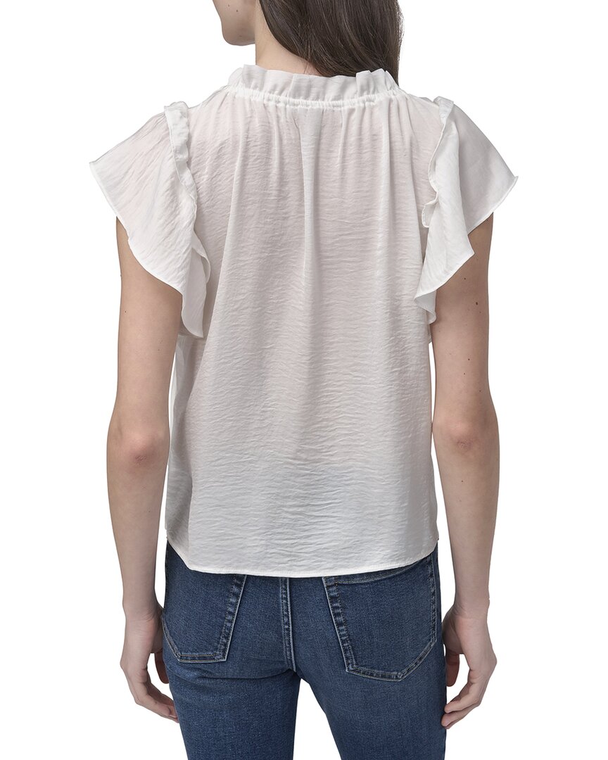 DKNY Ruffled Neck Tie Top