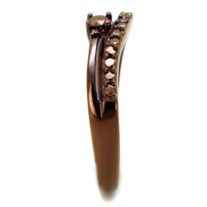 IP Coffee light Brass Ring with AAA Grade CZ in Light Coffee