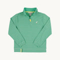 Boy's Prepletic Hayword Half Zip Sweatshirt In Gibson Island Green Stripe