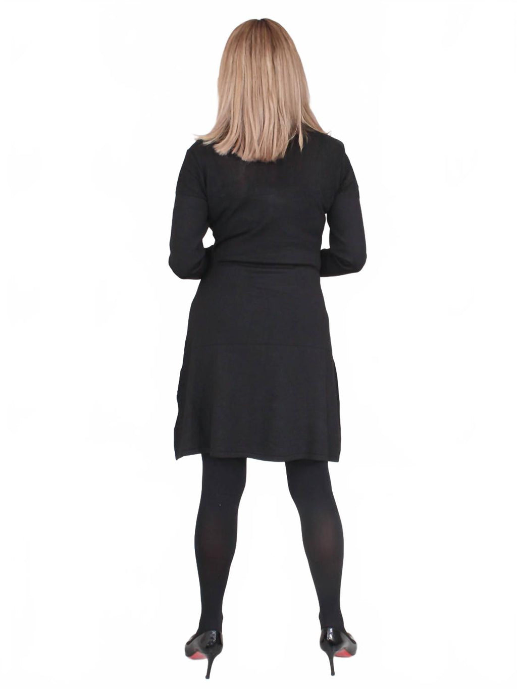 Sequined Bow Flared Dress In Black