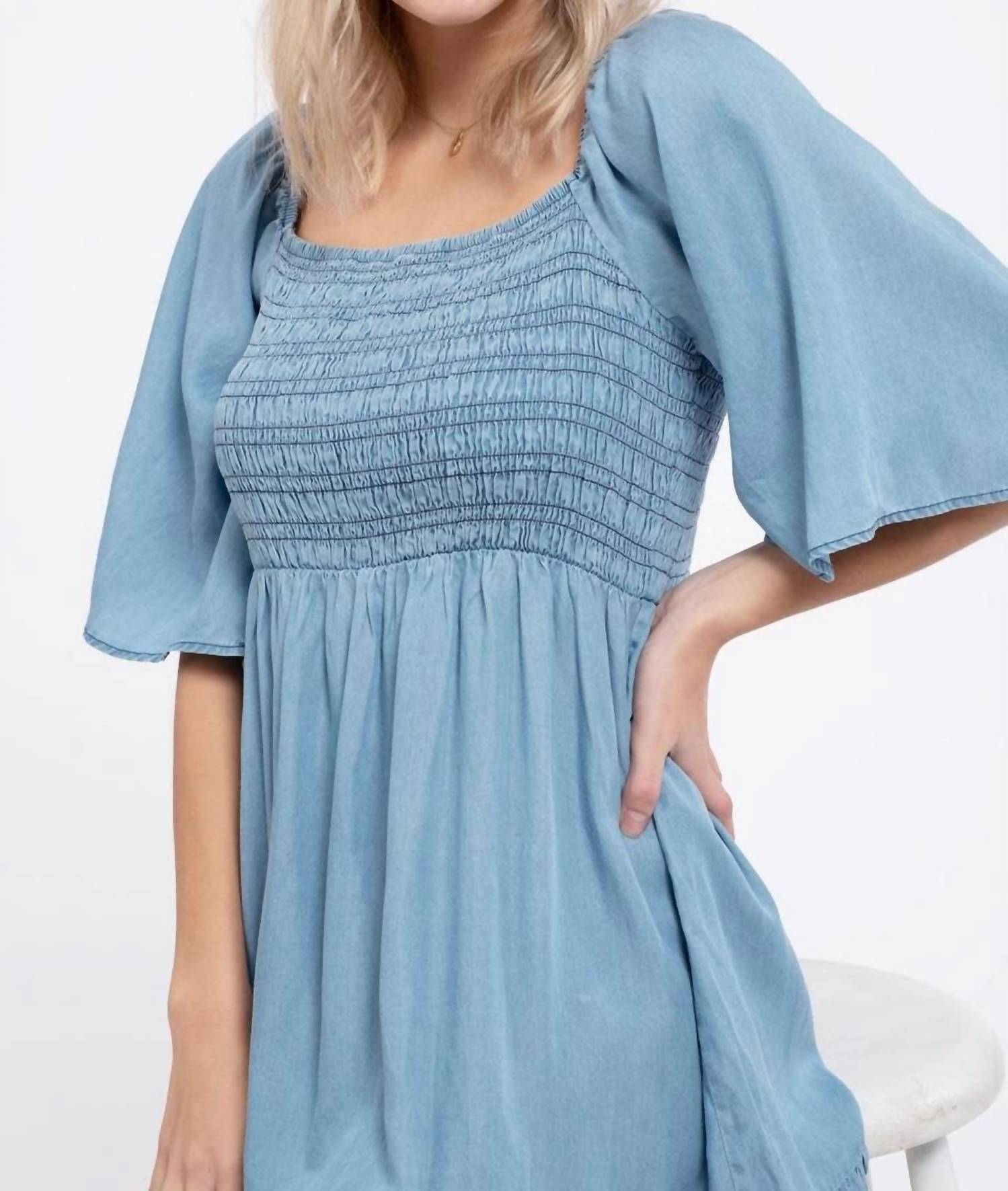 Arden Mini Dress In Blue Denim