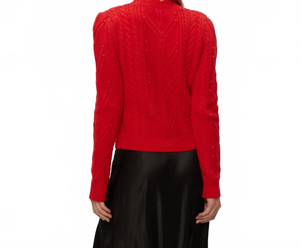 Pia Cable Knit Sweater In Cherry