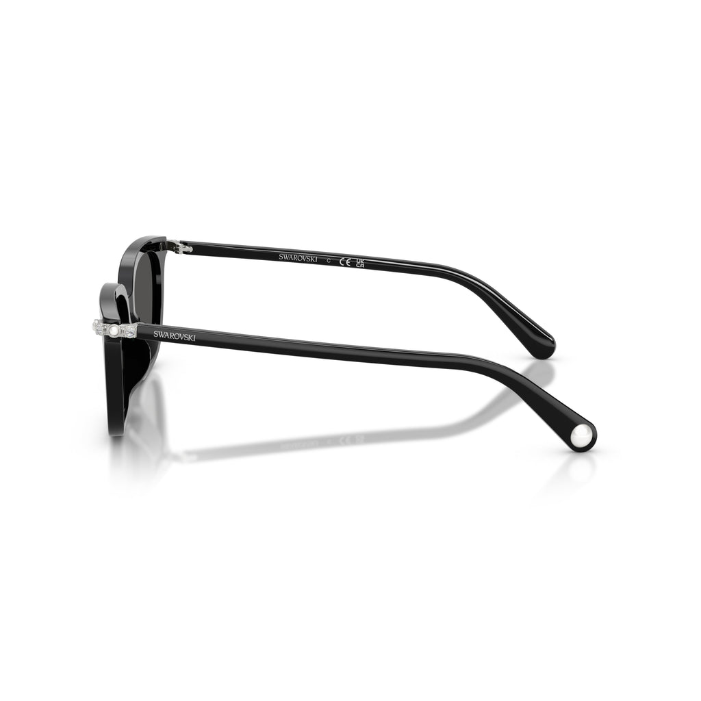0Sk6064D Rectangular Black Acetate Sunglasses with Crystal-Embellished Hinges