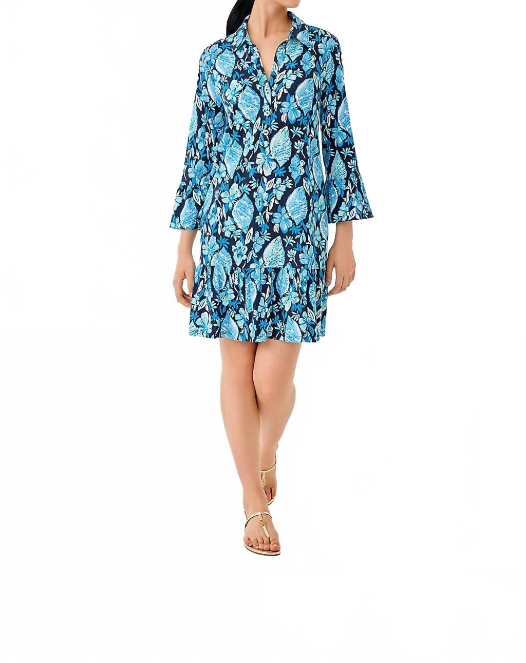 Delany Shirt Dress In Seashell Splendor