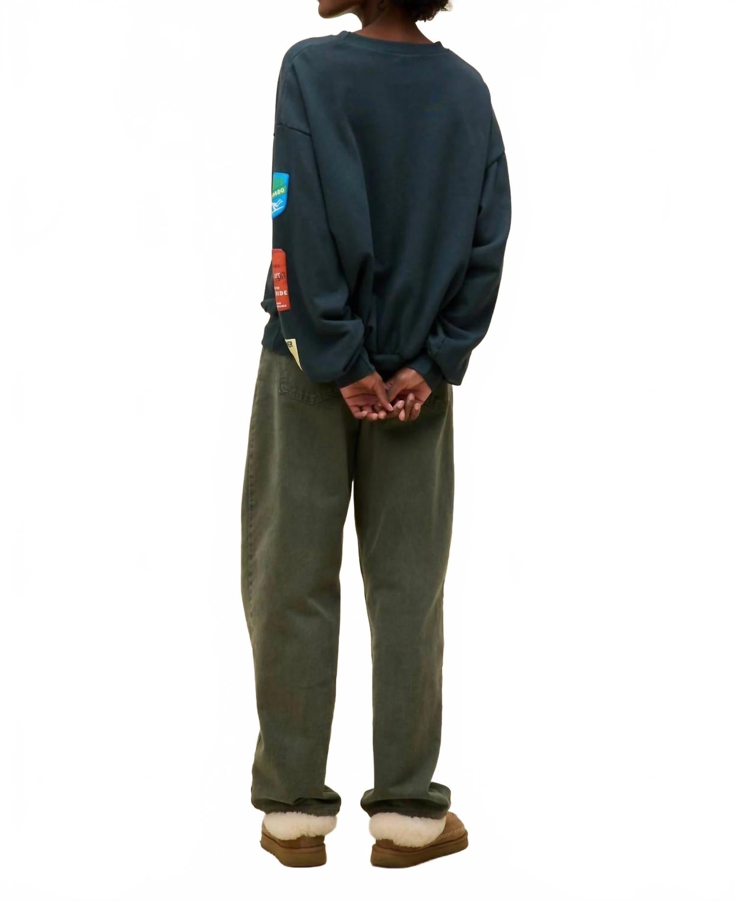 Ski Pass & Patch Oversized Sweatshirt In Green