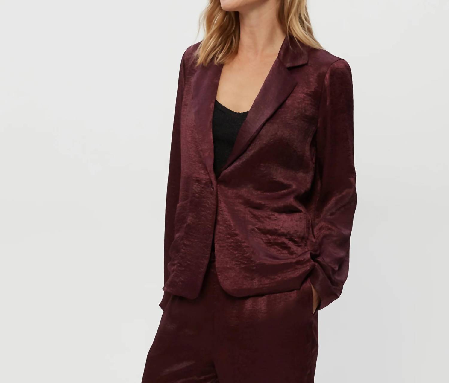 Paula Long Sleeve Blazer In Red