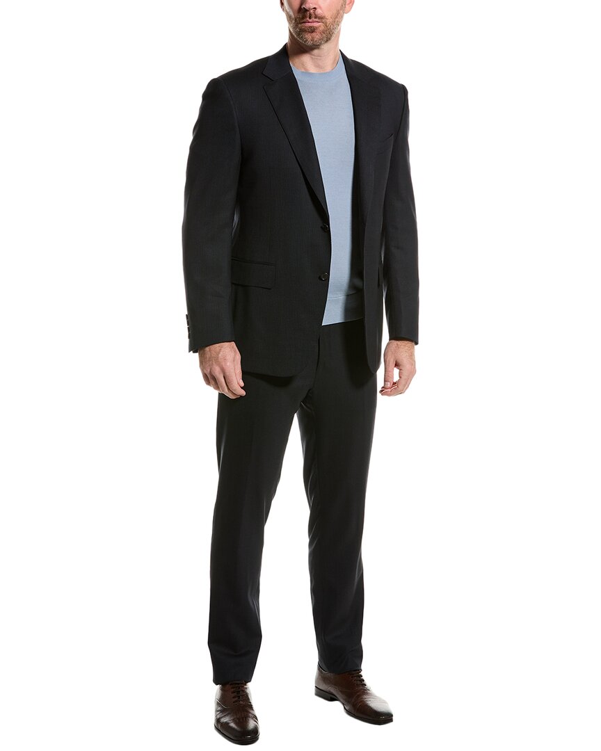 Canali Wool-Blend Suit with Flat Front Pant