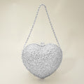 Rhinestone Studded Heart Shaped Evening Clutch Crossbody Bag