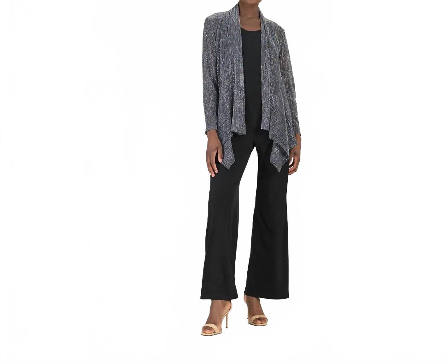 Drape Tunic Cardigan In Silver