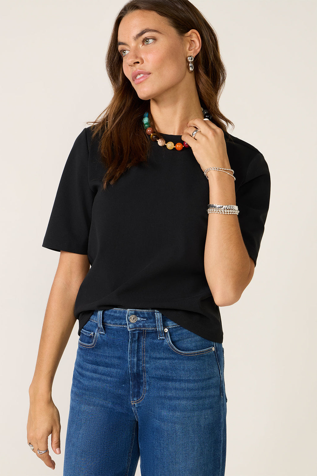 Women's Short Sleeve Crewneck Elbow T-Shirt