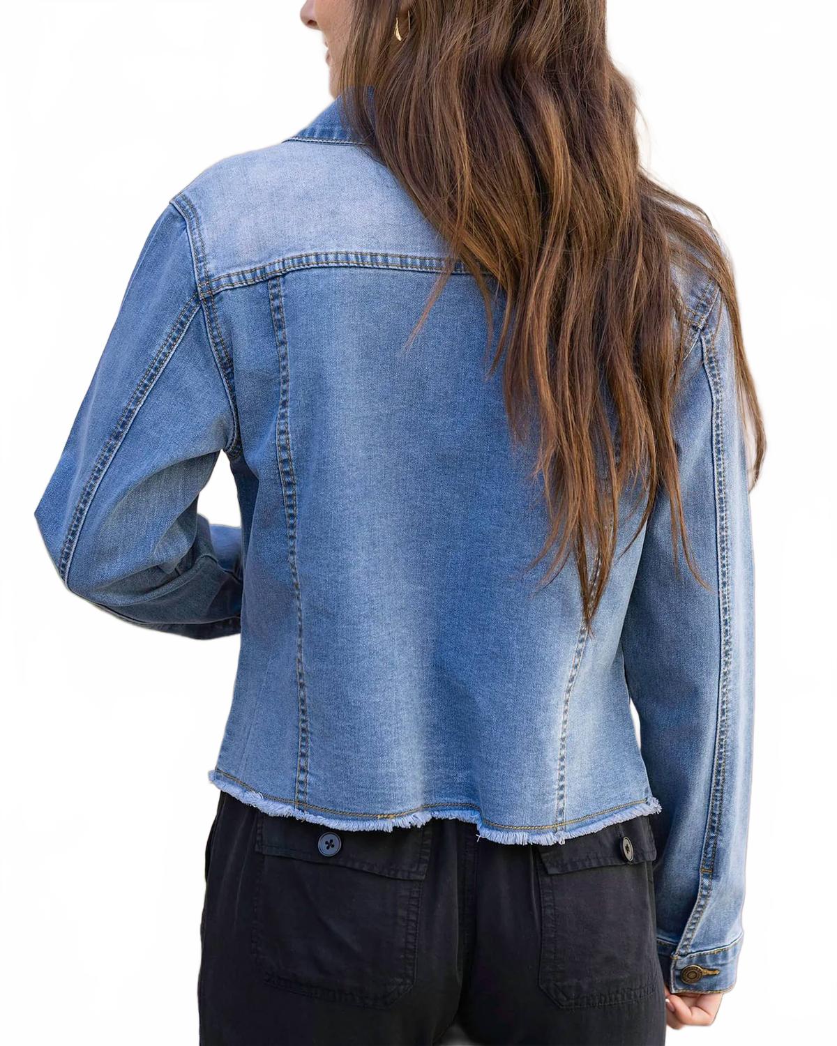 Mid Wash Denim Jacket In Blue