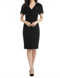 Flutter Sleeve Dress In Black