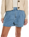 FRAME Denim Pleated Wide Cuff Short