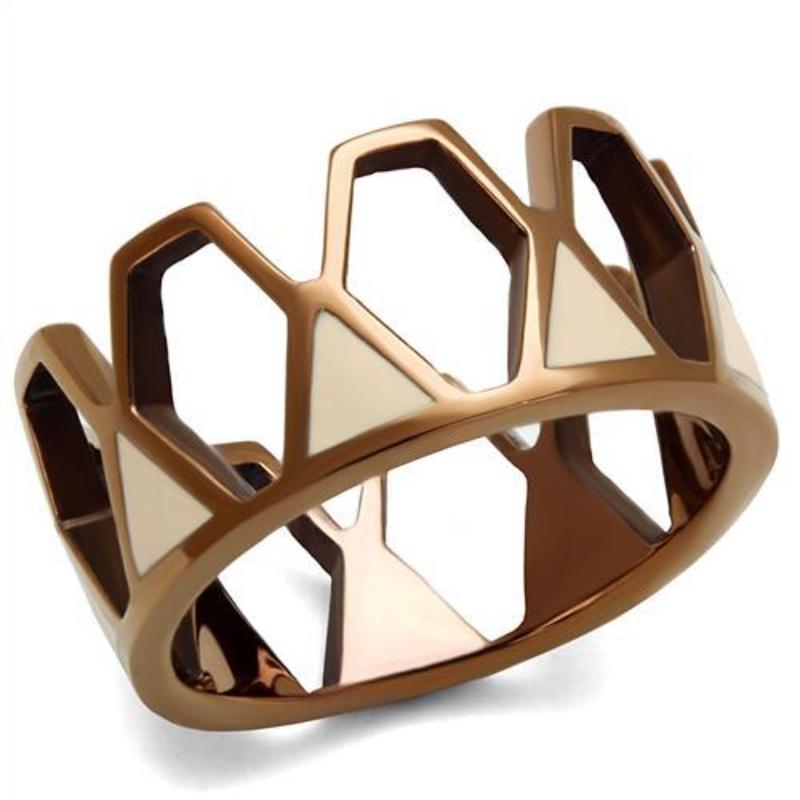 IP Coffee light Stainless Steel Ring with Epoxy in Champagne