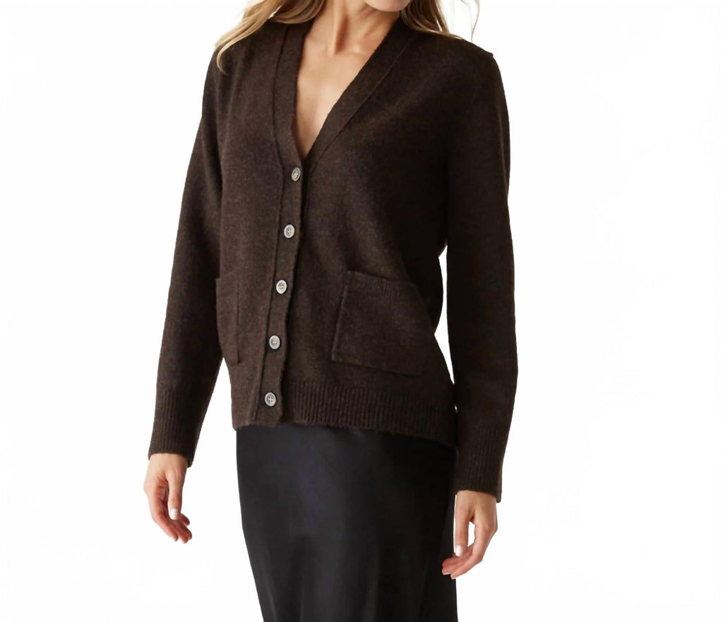 Mariko Long Sleeve Cardigan In Brown