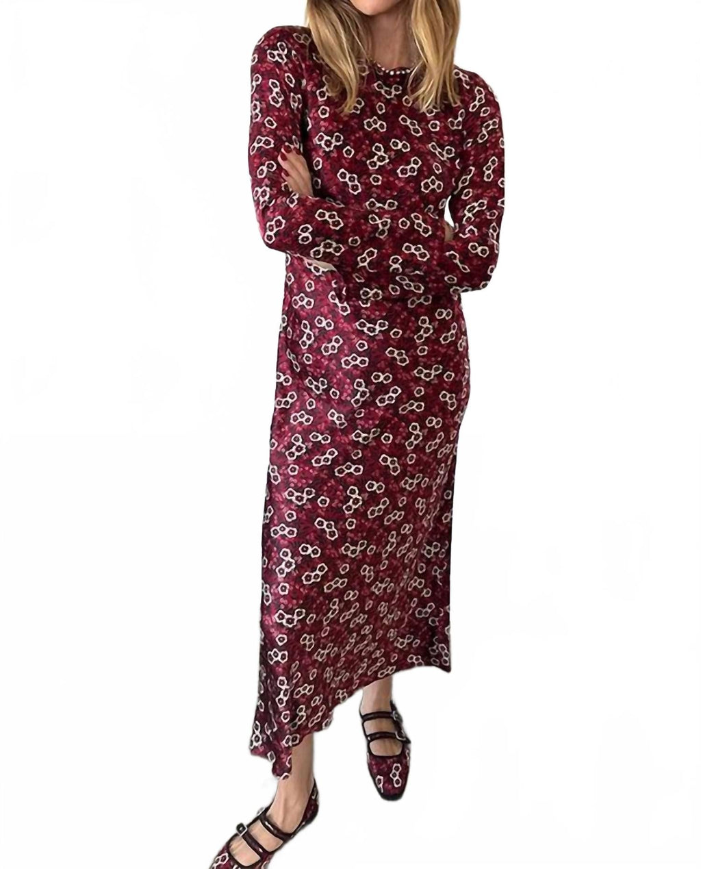 Gaia Midi Dress In Ruby
