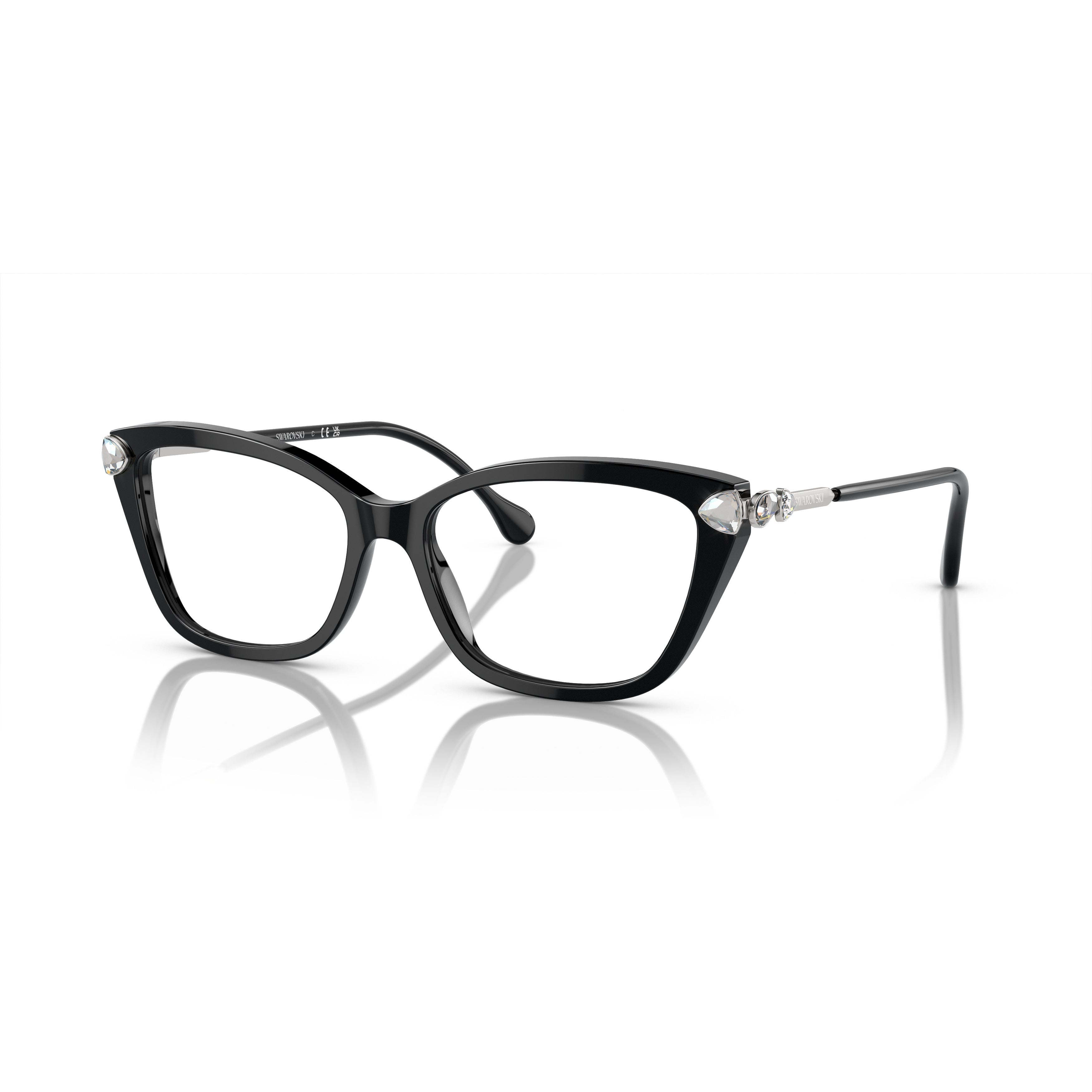0Sk2011 Black Acetate Cat-Eye Eyeglasses with Crystal Accents