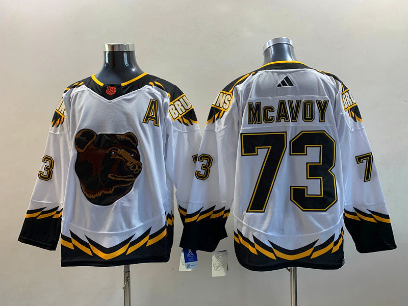 Men's Boston Bruins Charlie McAvoy #73 White Replica Player jersey