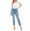 High Rise Crop Slim Straight Jean In Blue