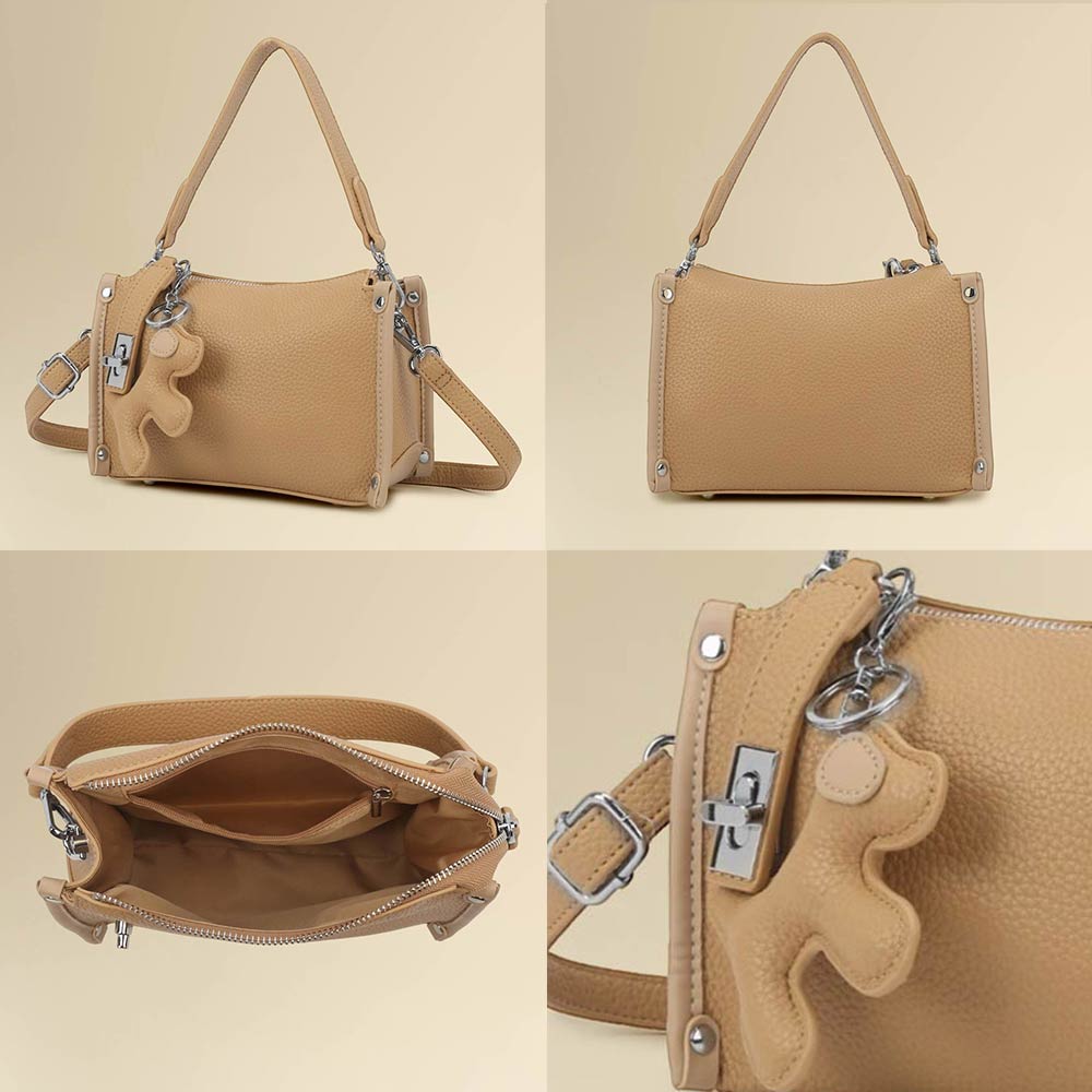Faux Leather Dog Bag Charm Mini Shoulder Crossbody Bag